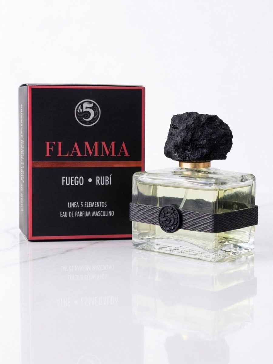 Perfume Flamma con su caja roja